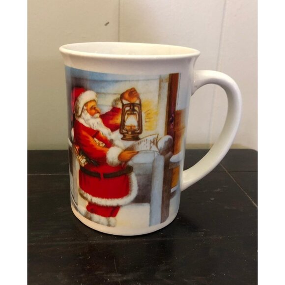 3 For $6 Merry Christmas Mug Cup Santa Delivering Presents White Christmas - Picture 1 of 4